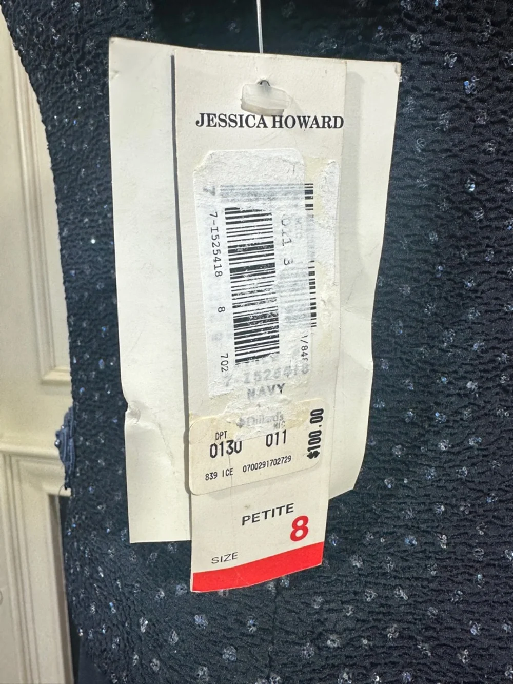 Jessica Howard Dress Size 8 Petite Vintage Navy Sequin Evening 90s Luxe - Picture 9 of 10